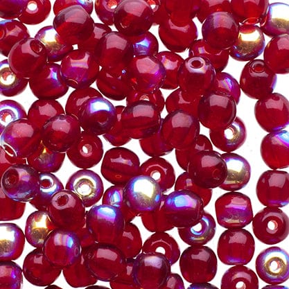 Sundaylace Creations & Bling Fire Polished Beads 4mm Garnet Red ABTransparent, Glass Round Bead 45pcs