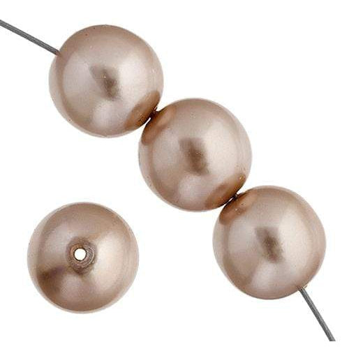 Sundaylace Creations & Bling Pearl Beads 4mm GLASS PEARL Round - Powder Almond, 45pcs, 8" strung