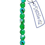 Sundaylace Creations & Bling Fire Polished Beads 4mm Green AB Transparent, Czech Fire Polish Beads, Strand