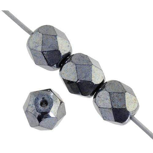 Sundaylace Creations & Bling Fire Polished Beads 4mm Gunmetal Metallic, Czech Fire Polished Beads