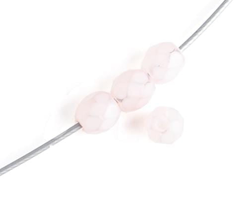 Sundaylace Creations & Bling Fire Polished Beads 4mm Light Pink Matte Coated Fire Polish Beads, Strung *sea glass frosted