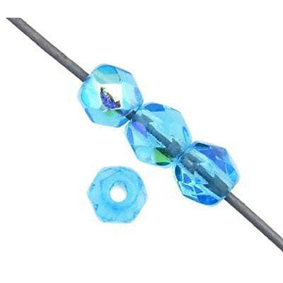 Sundaylace Creations & Bling Fire Polished Beads 4mm Medium Blue AB Transparent, Czech Fire Polished Beads
