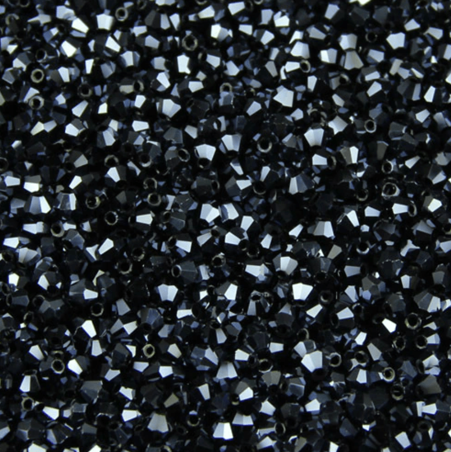 Sundaylace Creations & Bling Bicone Beads 4g 4mm Metallic Gunmetal Black Hematite colour, Grade AAA Bicone Beads