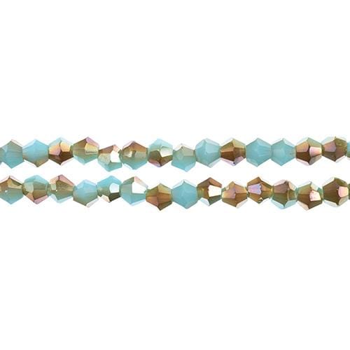 Crystal Lane Bicone Beads 4mm Opaque Blue with Half Champagne Luster Crystal Lane Bicone (96pc) 2 x 7inch Strand
