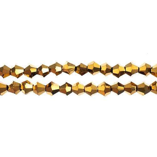 Crystal Lane Bicone Beads 4mm Opaque Gold Iris, Crystal Lane Bicone (96pc) 2 x 7inch Strand