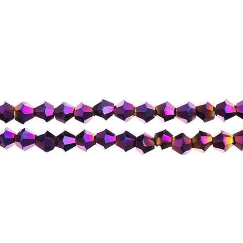 Crystal Lane Bicone Beads 4mm Opaque Purple Iris, Crystal Lane Bicone (96pc) 2 x 7inch Strand