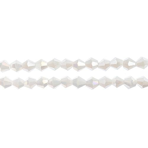Sundaylace Creations & Bling Bicone Beads 4mm Opaque White AB, Crystal Lane Bicone (96pc) 2 x 7inch Strand