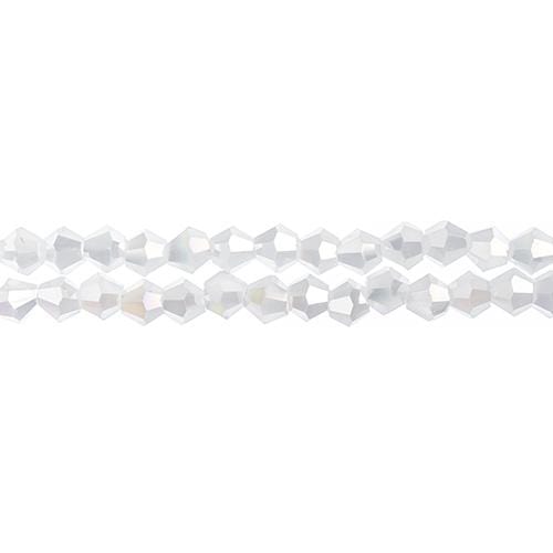Crystal Lane Bicone Beads 4mm Opaque White AB MATTE, Crystal Lane Bicone (96pc) 2 x 7inch Strand