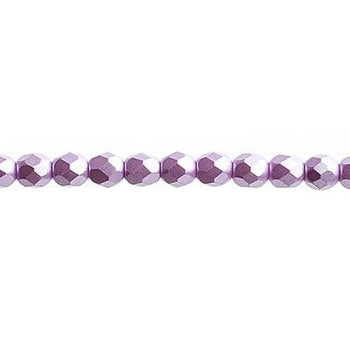 Sundaylace Creations & Bling Fire Polished Beads 4mm Pastel Pearl Lilac, Czech Fire Polished Beads Strung