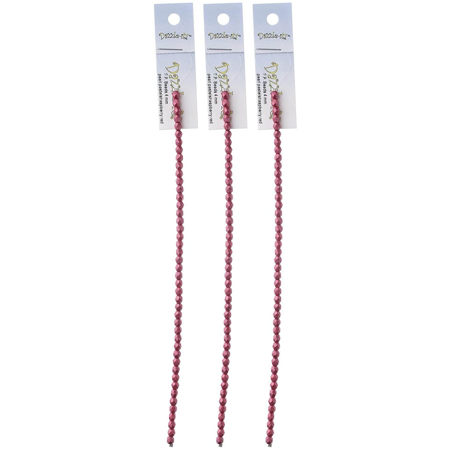 Sundaylace Creations & Bling Fire Polished Beads 4mm Pearl Pastels Raspberry Red, Fire Polished Beads strung 45pcs/string