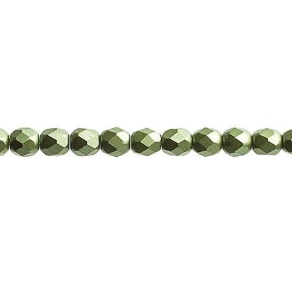 Sundaylace Creations & Bling Fire Polished Beads 4mm Pearl Pastels Sage Green, Fire Polished Beads