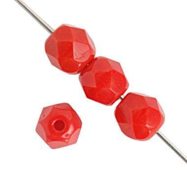Sundaylace Creations & Bling Fire Polished Beads 4mm Red Opaque, Fire Polished Beads *100pcs