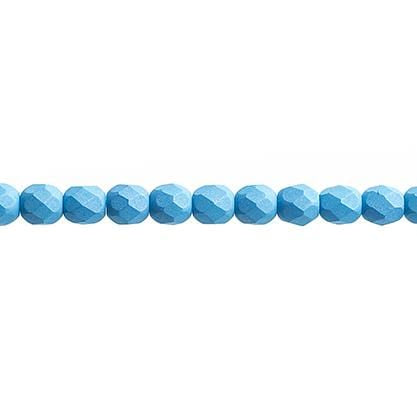 Sundaylace Creations & Bling Fire Polished Beads 4mm Silk Matte Azure Blue Fire Polished Beads, 45pcs/Strung