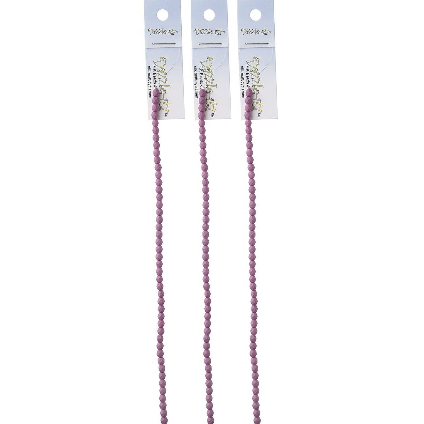 Sundaylace Creations & Bling Fire Polished Beads 4mm Silk Matte Cyclamen (Light Purple/pink), Fire Polished Beads strung