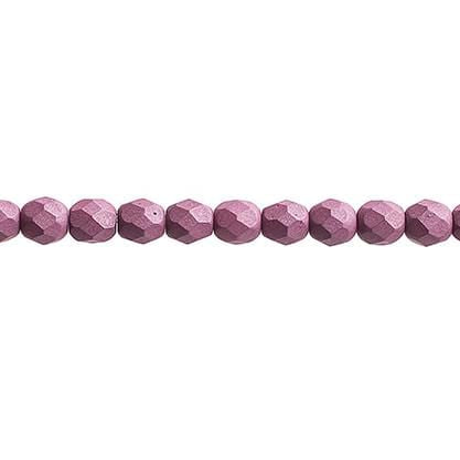 Sundaylace Creations & Bling Fire Polished Beads 4mm Silk Matte Cyclamen (Light Purple/pink), Fire Polished Beads strung