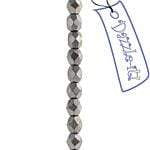 Sundaylace Creations & Bling Fire Polished Beads 4mm Silver Metallic, Fire Polished Beads Strung