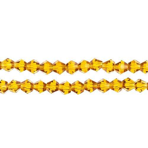 Crystal Lane Bicone Beads 4mm Transparent Amber, Crystal Lane Bicone (96pc) 2 x 7inch Strand