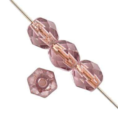 Sundaylace Creations & Bling Fire Polished Beads 4mm Transparent Light Amethyst Copper Lined, Fire Polished Beads