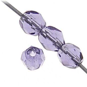 Sundaylace Creations & Bling Fire Polished Beads 4mm Transparent Purple, Fire Polished Beads