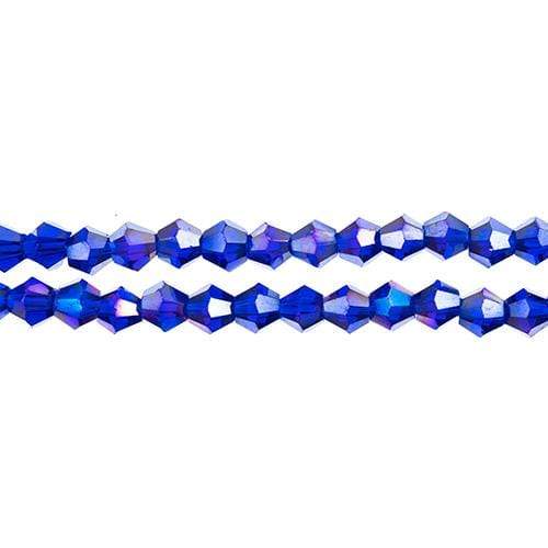 Crystal Lane Bicone Beads 4mm Transparent Sapphire AB, Crystal Lane Bicone (96pc) 2 x 7inch Strand