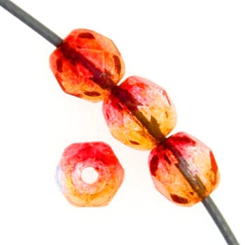Fire Polished Beads Fire Polished Beads 4mm TWO TONE Orange Czech Fire Polished Beads