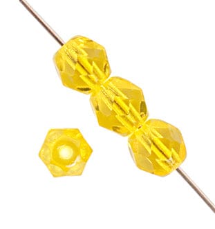 Sundaylace Creations & Bling Fire Polished Beads 4mm Yellow Transparent, Fire Polished Beads, 100pcs Loose
