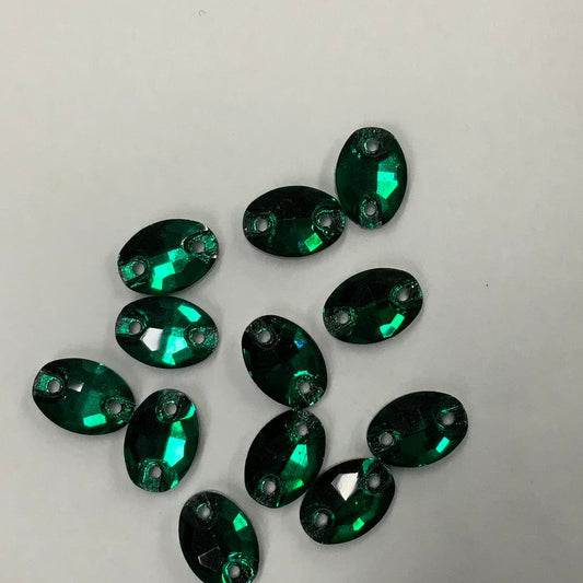 Sundaylace Creations & Bling Glass Gems 6*10mm Emerald Green Mini Oval, Sew on, Glass Gem