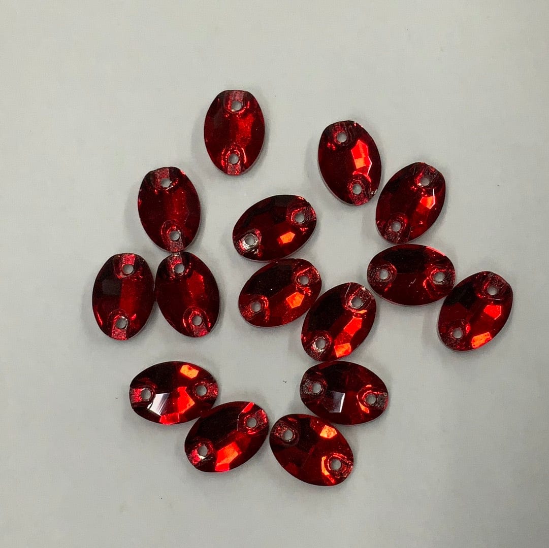 Sundaylace Creations & Bling Glass Gems 6*10mm Red Mini Oval, Sew on, Glass Gem