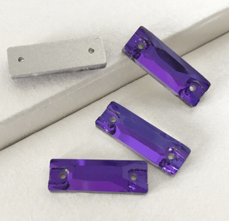 Sundaylace Creations & Bling Fancy Glass Gems Purple Velvet Flame Rectangle 6*18mm Cosmic Baguette Rectangle Flat Back, Sew on, Fancy Glass Gems