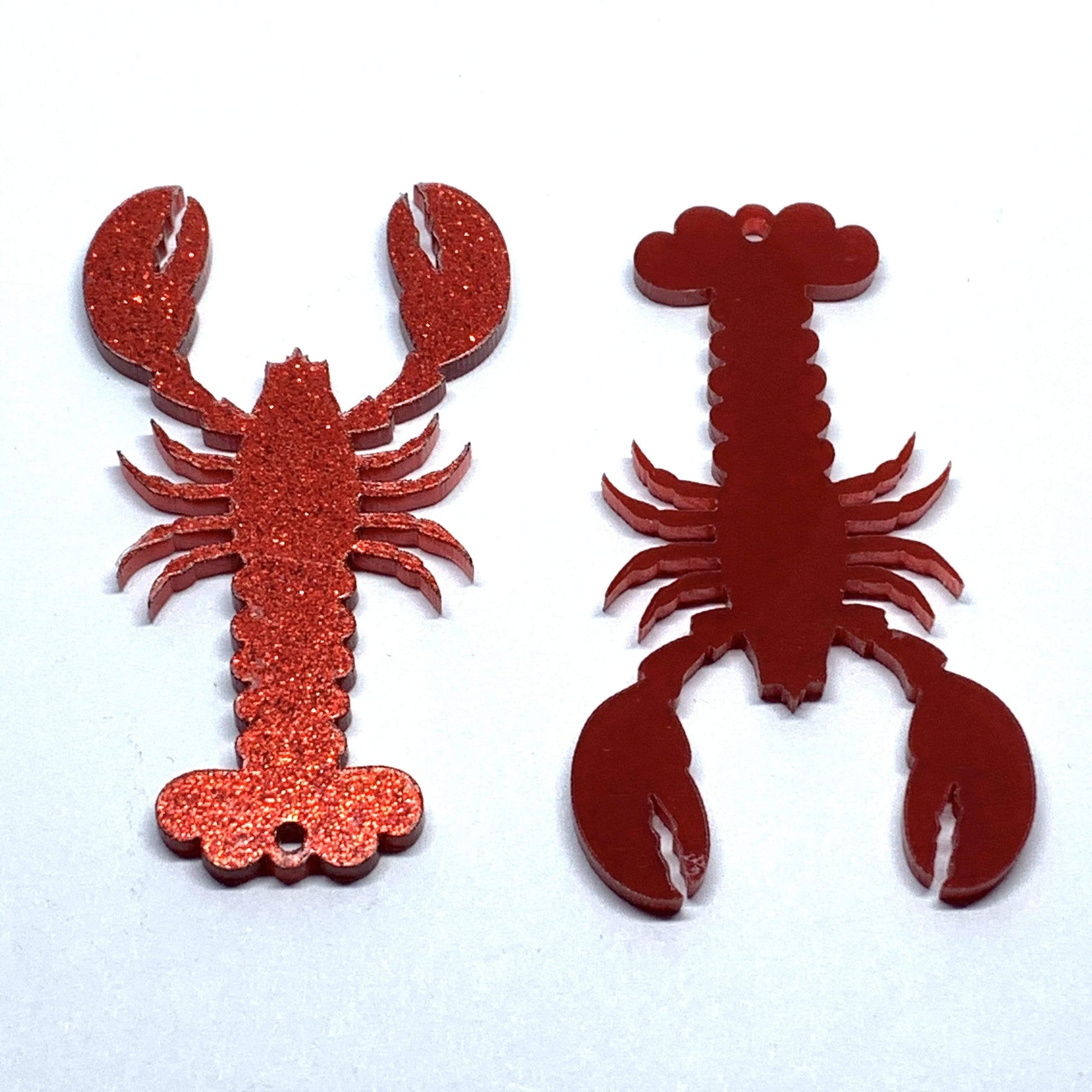 Sundaylace Creations & Bling Resin Gems 60mm Lobster Shaped Acrylic Gem, Reversible Red Glitter/Dark Red, Keychain Resin Gem