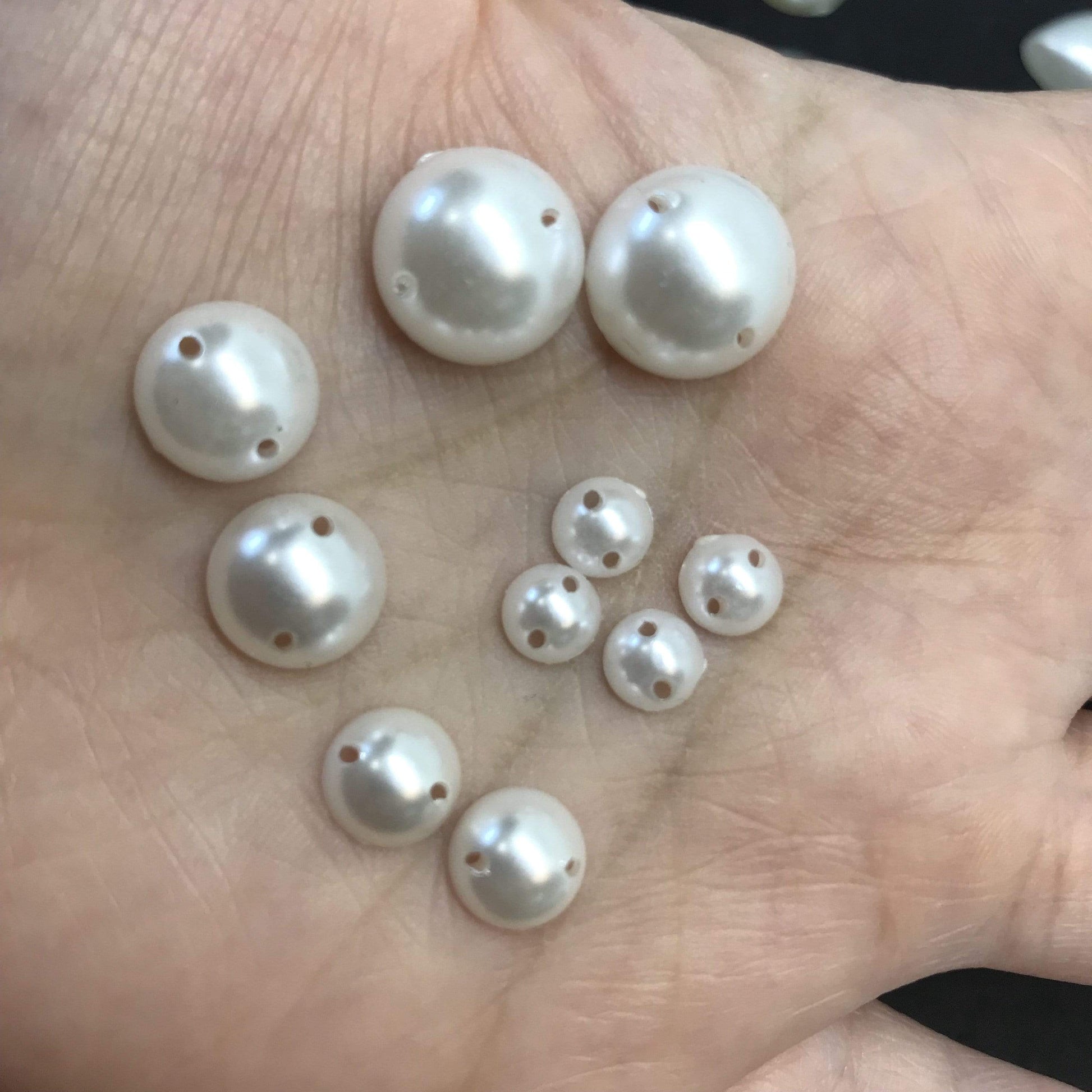 Sundaylace Creations & Bling Pearl Gems 6mm-12mm Sew on White Pearl Resin Gem