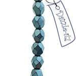 Sundaylace Creations & Bling Fire Polished Beads 6mm Turquoise Metallic Matte, CZECH Fire Polished