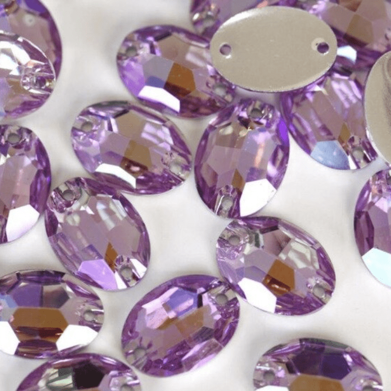 Sundaylace Creations & Bling Resin Gems 11*16mm Violet Purple AB OVAL, Sew on, Resin Gem