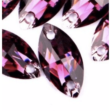 Sundaylace Creations & Bling Resin Gems Dark Purple 7*12mm Mini Navette Resin Gem, sew on (Sold in sets of 12 gems)
