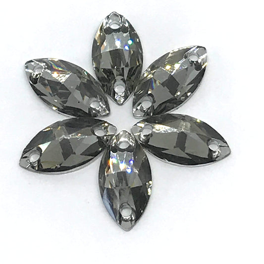 7*12mm, Grey, Mini Navette , sew on, Resin Gem, (Sold in 12 pcs)