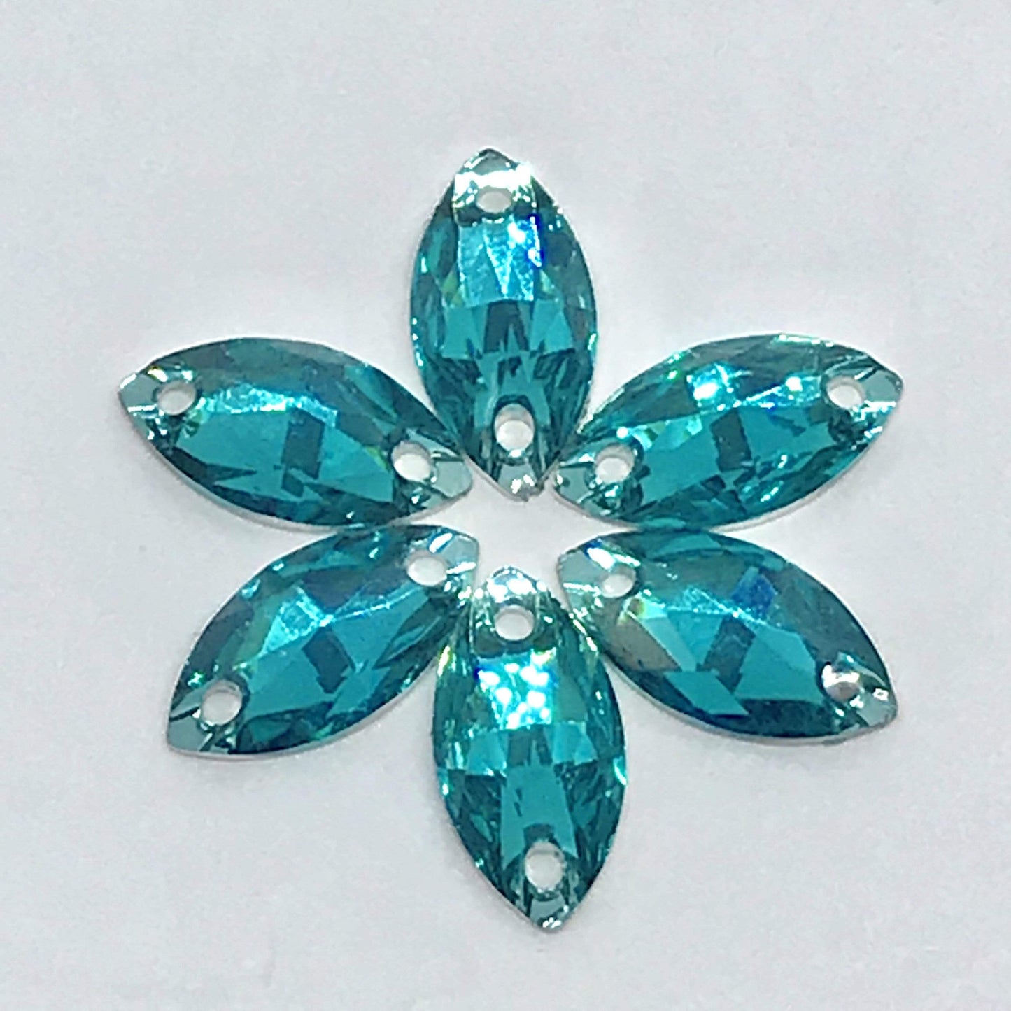Sundaylace Creations & Bling Resin Gems Aqua 7*12mm Mini Navette Resin Gem, sew on (Sold in sets of 12 gems)