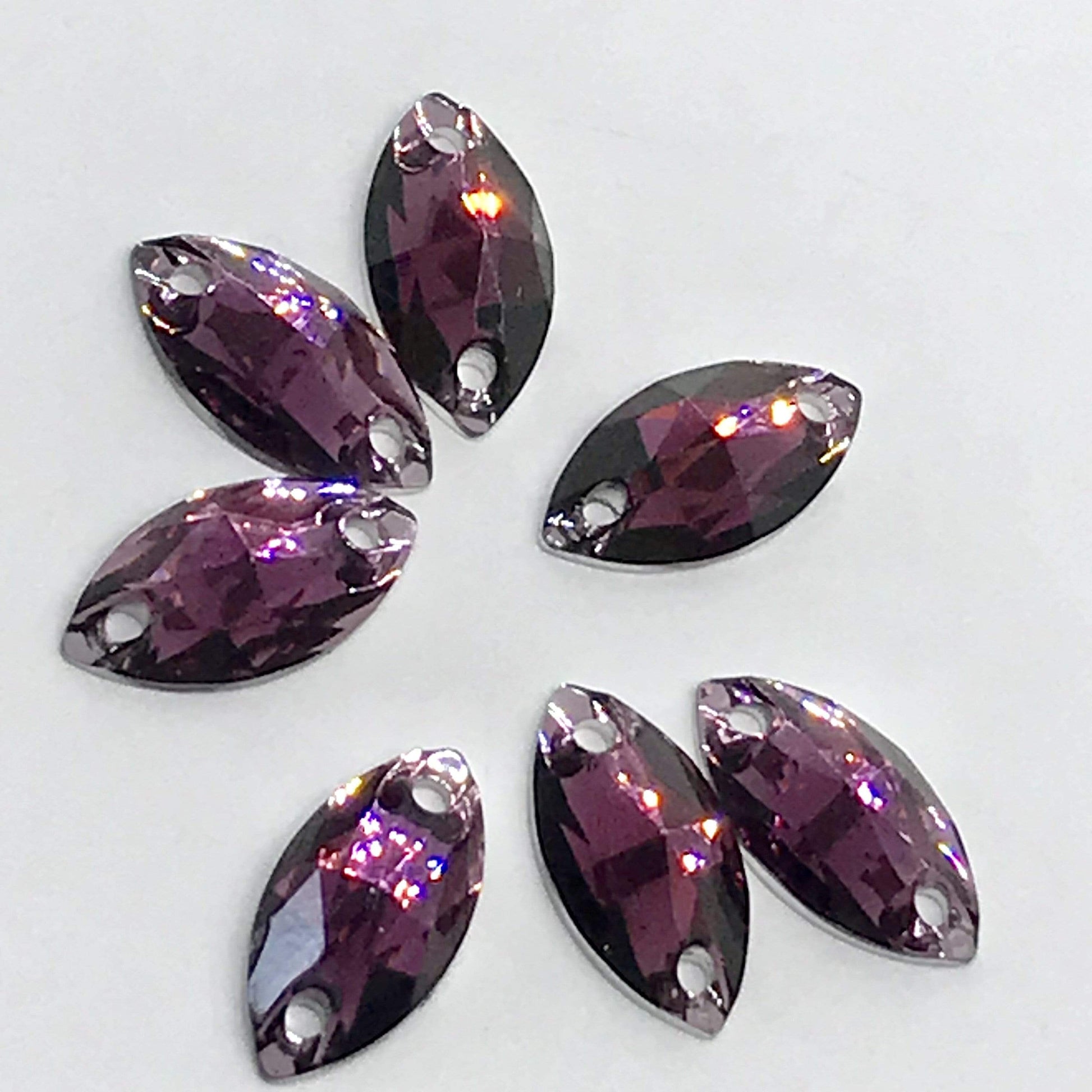 Sundaylace Creations & Bling Resin Gems 7*12mm Mini Navette Resin Gem, sew on (Sold in sets of 12 gems)