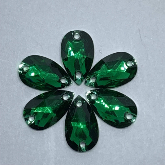 7*12mm, Emerald Green, Multi-colour Mini Teardrops, Sew on, Resin Gems, Resin Gem, (Sold in 12 pcs)