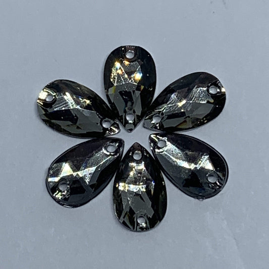 7*12mm, Grey, Multi-colour Mini Teardrops, Sew on, Resin Gems, Resin Gem, (Sold in 12 pcs)