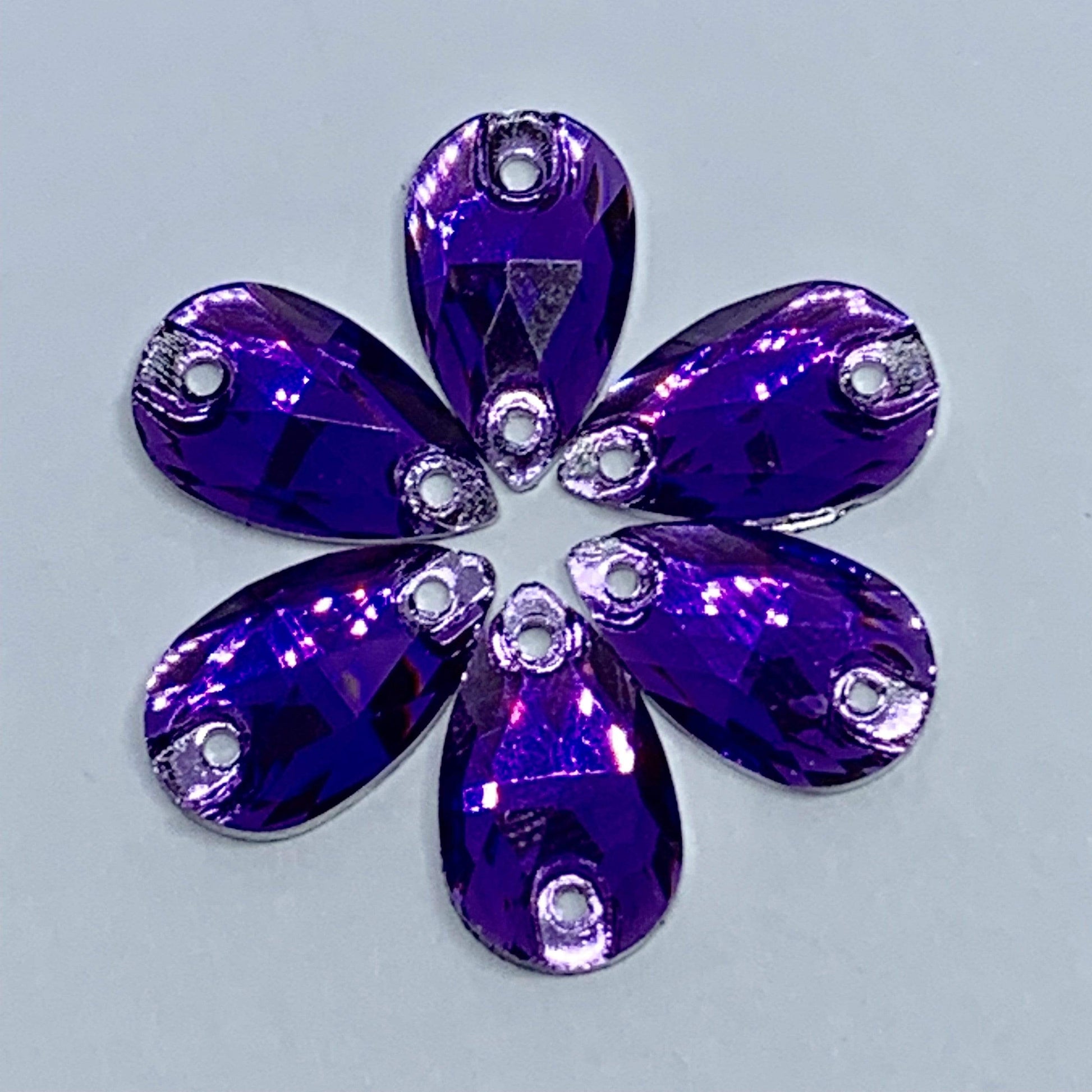 Sundaylace Creations & Bling Resin Gems Purple 7*12mm Multi-colour Mini Teardrops, Sew on, Resin Gems *Sold in 12 Gems*