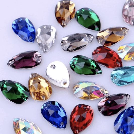 Sundaylace Creations & Bling Resin Gems AB 7*12mm Multi-colour Mini Teardrops, Sew on, Resin Gems *Sold in 12 Gems*