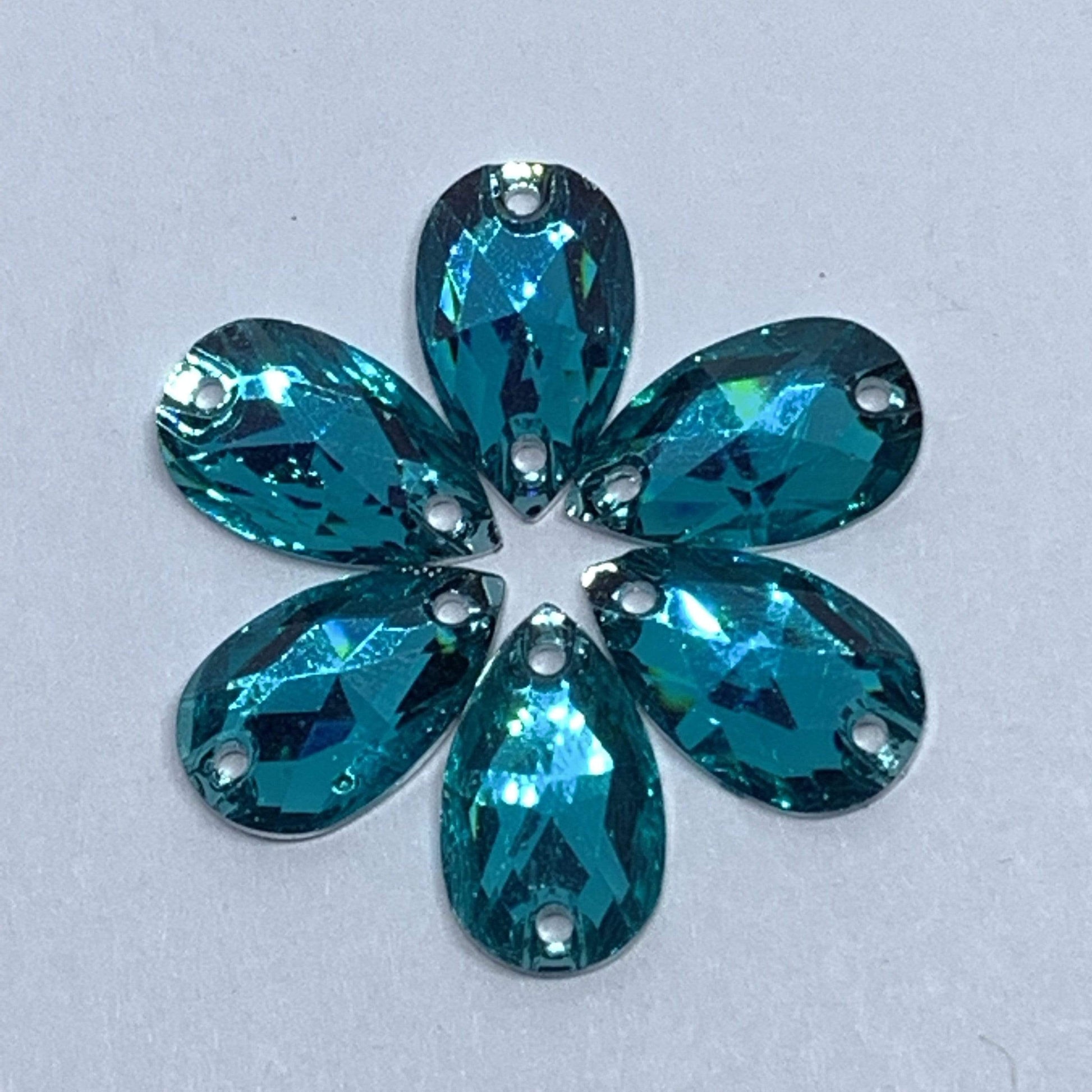 Sundaylace Creations & Bling Resin Gems Aqua 7*12mm Multi-colour Mini Teardrops, Sew on, Resin Gems *Sold in 12 Gems*