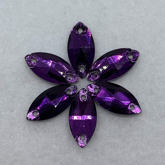 Sundaylace Creations & Bling Glass Gem 7*15mm Dark Amethyst Purple Navette Horse Eye Shaped, Glass Gem