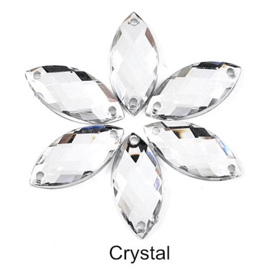 Sundaylace Creations & Bling Resin Gems Crystal Clear 7*15mm Navette in Muliple Colours, Sew On/Glue on, Resin Gem *Sold in set of 12 gems*