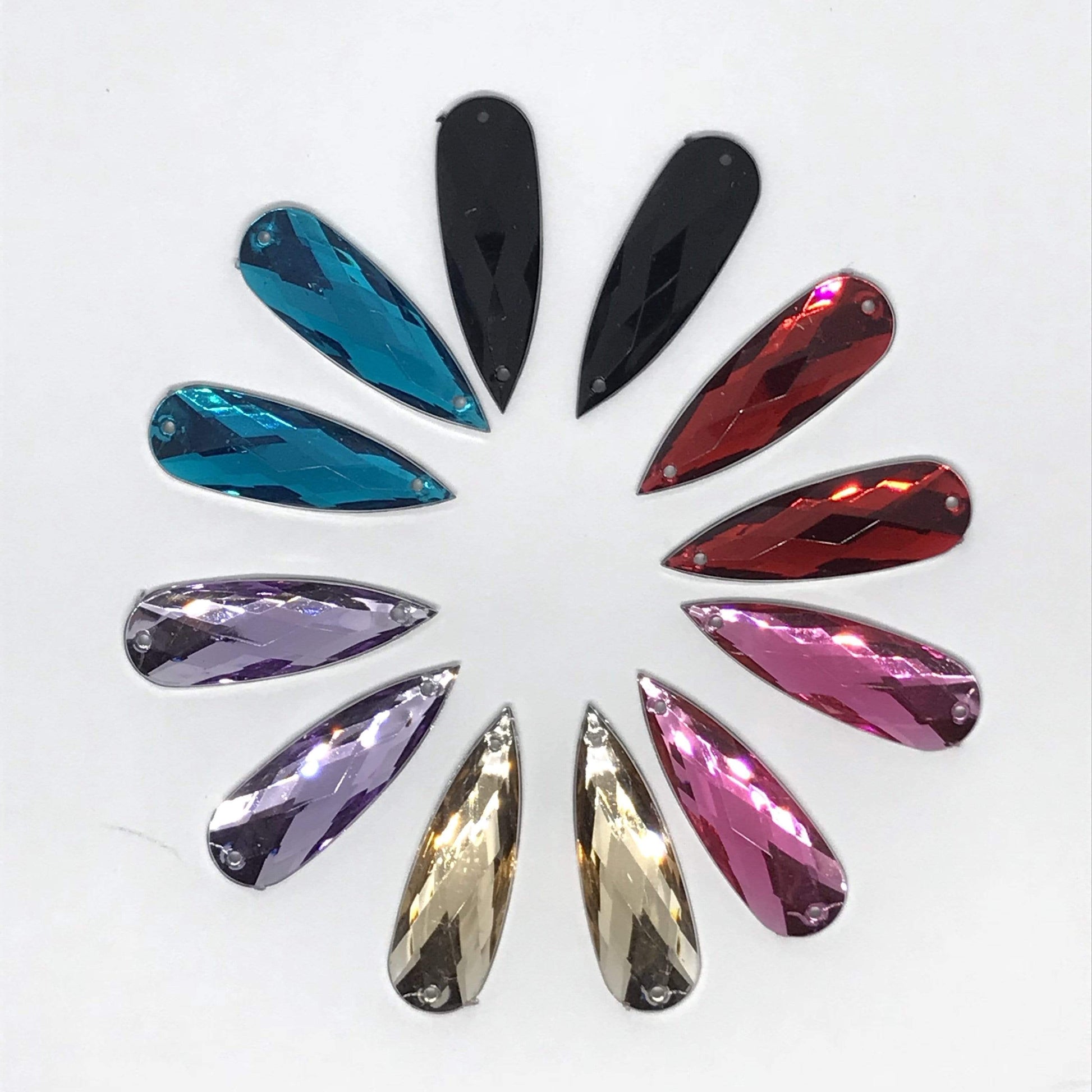 Sundaylace Creations & Bling Resin Gems 8*28mm Mix Long Teardrop in Multi-colours Resin Gem