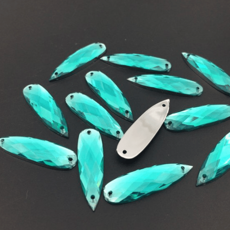 Sundaylace Creations & Bling Resin Gems Aqua 8*28mm Mix Long Teardrop in Multi-colours Resin Gem