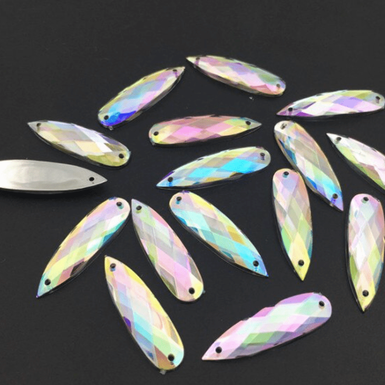 Sundaylace Creations & Bling Resin Gems AB 8*28mm Mix Long Teardrop in Multi-colours Resin Gem