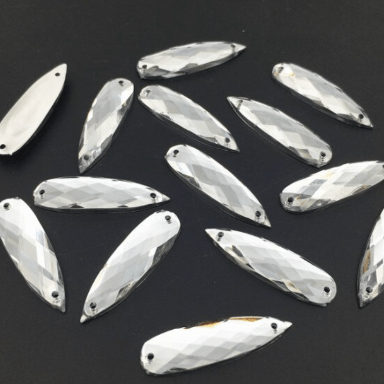 Sundaylace Creations & Bling Resin Gems Silver Clear 8*28mm Mix Long Teardrop in Multi-colours Resin Gem