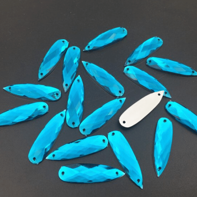 Sundaylace Creations & Bling Resin Gems Blue Zircon 8*28mm Mix Long Teardrop in Multi-colours Resin Gem