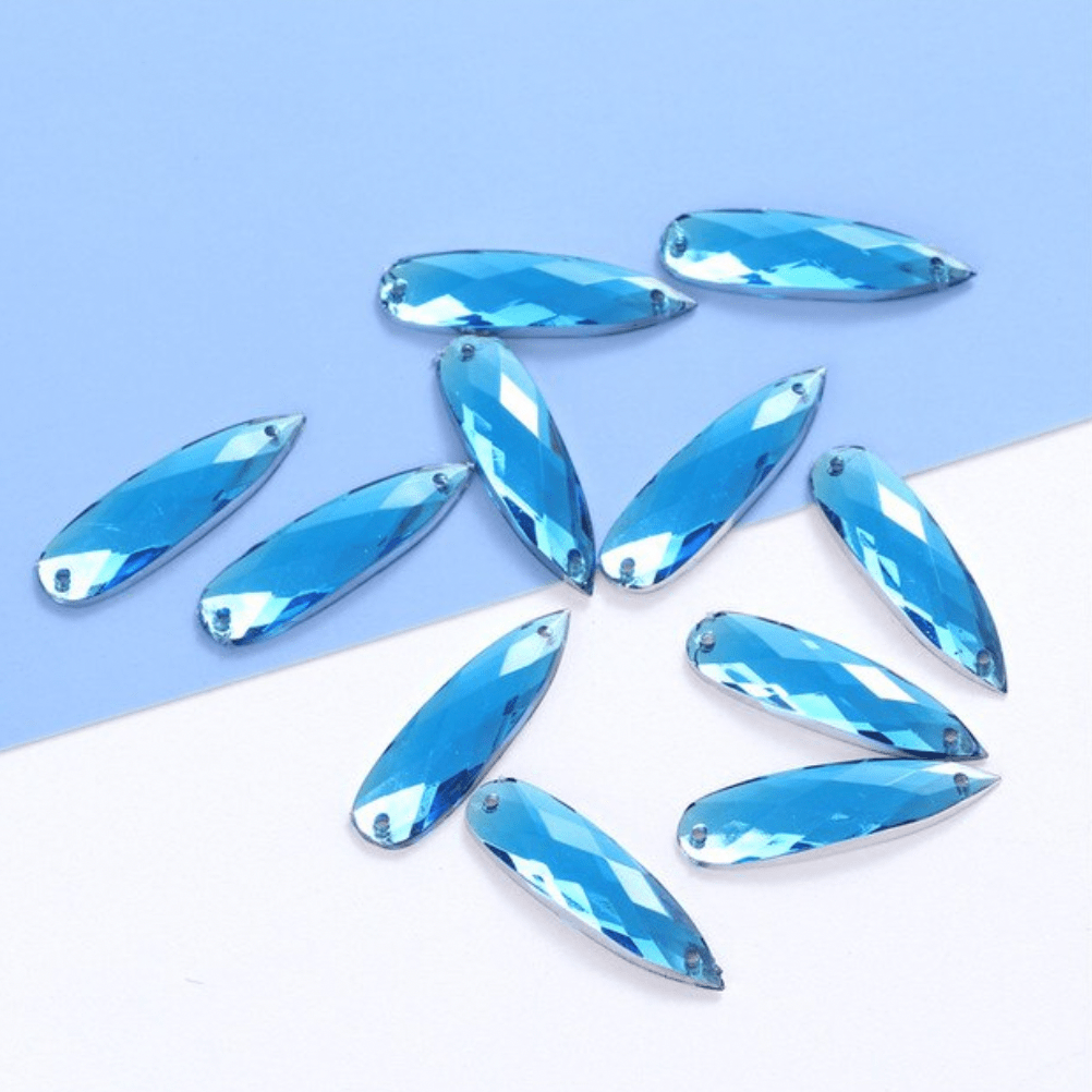 Sundaylace Creations & Bling Resin Gems Sapphire 7*27mm Mix Long Teardrop in Multi-colours, sew on,  Resin Gem (Sold in Pair)
